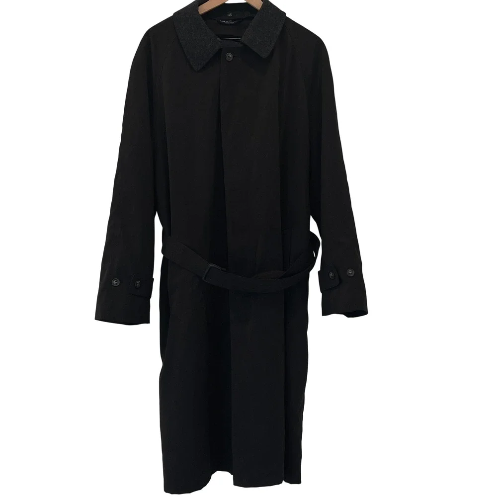 Vintage Ralph Ralph Lauren Men's Black Trench Coat Belted Removable Liner 44R